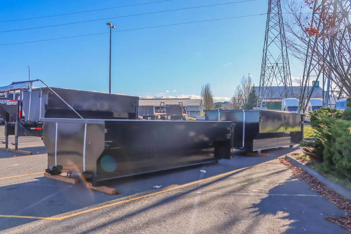 Roll-off dumpster ready for waste disposal at job site for Yard Waste Dumpster Rental in Lafayette